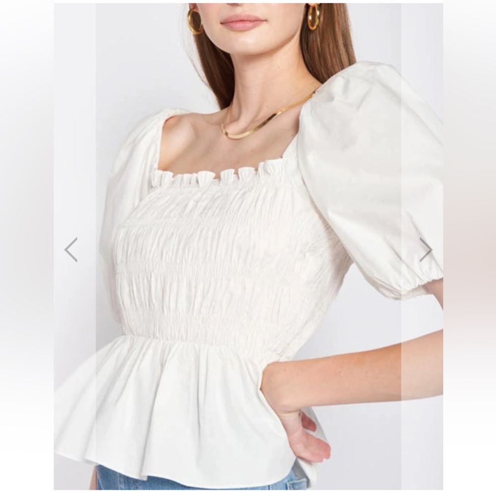 En Saison Smocked Peplum Top